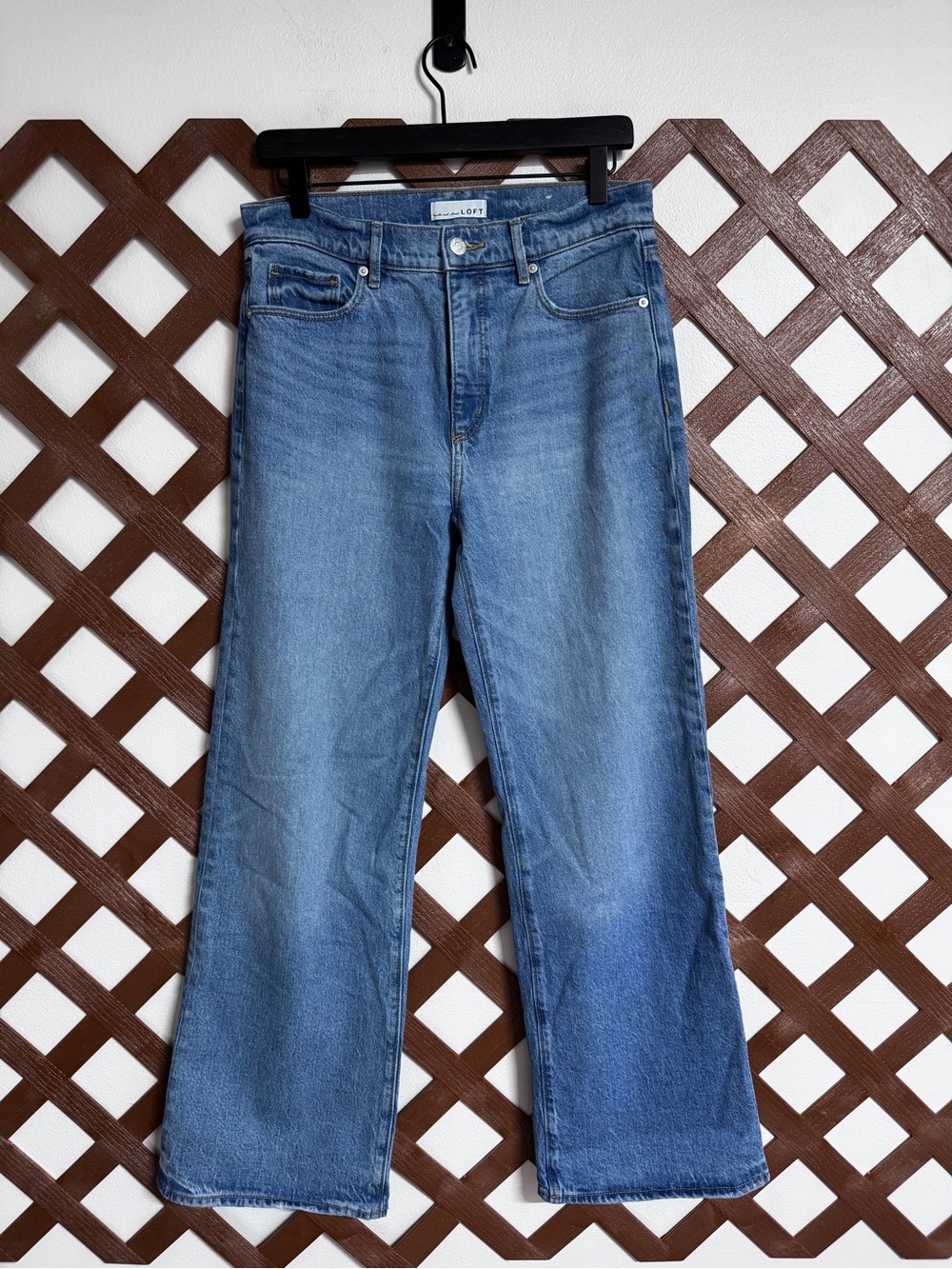 WJ452 {LOFT} "The Wide Leg" Blue High Rise Relaxed Loose Baggy Denim Jeans - Picture 1 of 7